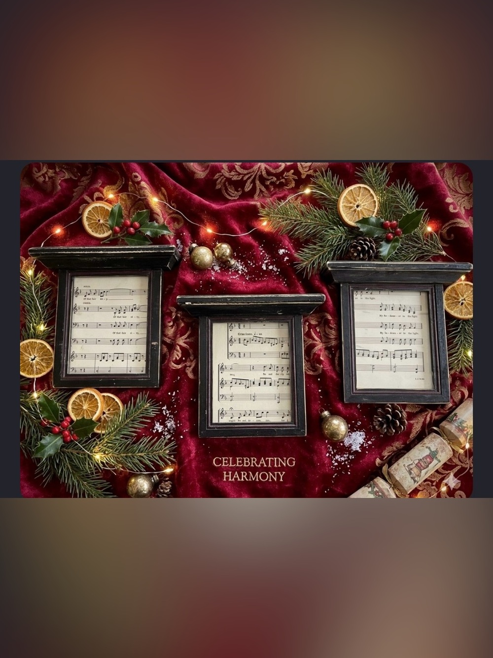Set of 3 Black Wooden Sheet Music Frames